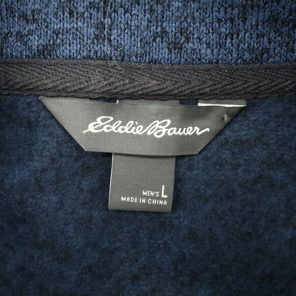 Eddie Bauer Sweater Mens Large Blue Quarter Snaps Mock Neck Pullover Gorpcore - Picture 3 of 16